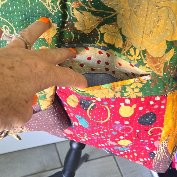 Handmade Kantha Patchwork Blazer Jacket Size 38 UNISEX‎ - Picture 6 of 10